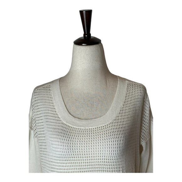 Converse One Star Ivory Mesh Front Cotton Lightweight Long Sleeve Knit Sweater S - Picture 3 of 11